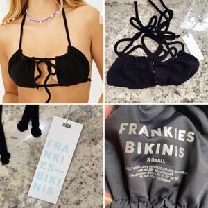 NEW Frankies Bikinis Women Swim Bathing Suit Eliza Terry Bikini Top Blk XS NWT